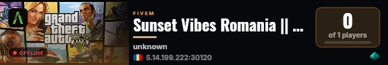Sunset Vibes Romania || MEDIUM RP || MASINI CUSTOM || REFERAL || STARTER PACK || DISCORD.GG/SUNSETVIBESRO live status badge