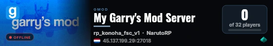 My Garry's Mod Server live status badge