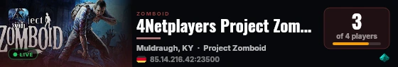 4Netplayers Project Zomboid Server live status badge