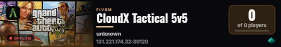 CloudX Tactical 5v5 live status badge