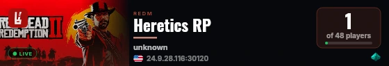 Heretics RP live status badge