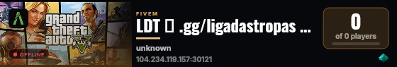 LDT ➜ .gg/ligadastropas SALA 1 live status badge