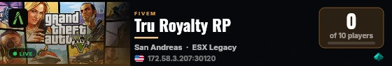 Tru Royalty RP live status badge