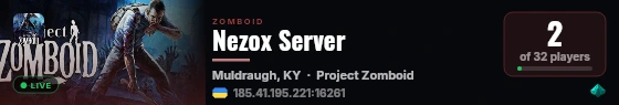 Nezox Server live status badge