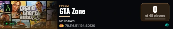 GTA Zone live status badge