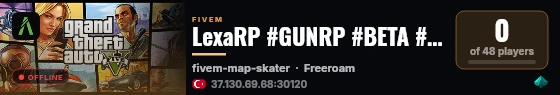 LexaRP #GUNRP #BETA #NONWH live status badge