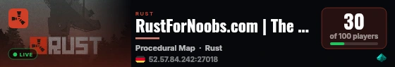 RustForNoobs.com | The Wasteland Legends | Just Wiped live status badge