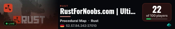 RustForNoobs.com | Ultimate PvP Arena | Just Wiped live status badge