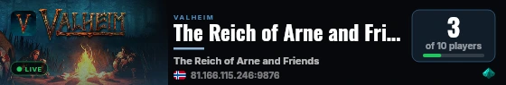 The Reich of Arne and Friends live status badge
