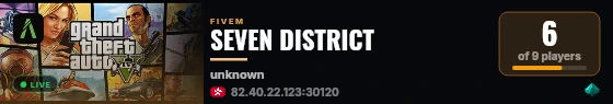 SEVEN DISTRICT live status badge