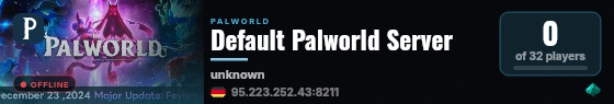 Default Palworld Server live status badge
