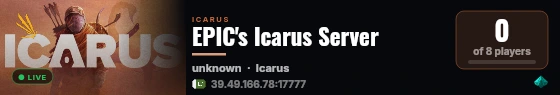 EPIC's Icarus Server live status badge