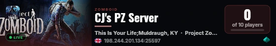 CJ's PZ Server live status badge
