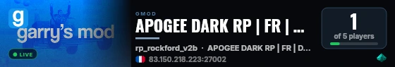 APOGEE DARK RP | FR | DEV live status badge
