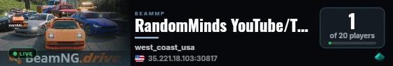 RandomMinds YouTube/Twitch Stream - Organized Races - CloudDev001 (Sat8pmET) live status badge