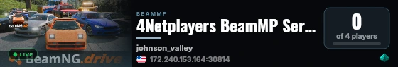 4Netplayers BeamMP Server live status badge