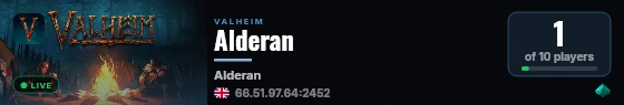 Alderan live status badge