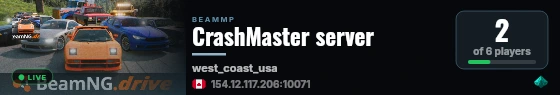 CrashMaster server live status badge