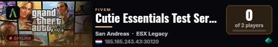 Cutie Essentials Test Server live status badge