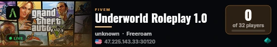 Underworld Roleplay 1.0 live status badge