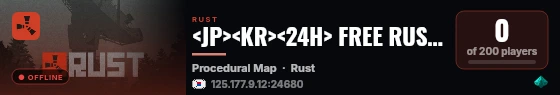 <JP><KR><24H> FREE RUST SERVER live status badge