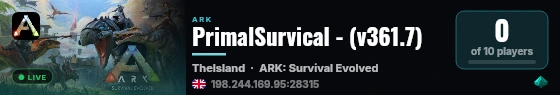 PrimalSurvical - (v361.7) live status badge