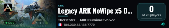 Legacy ARK NoWipe x5 DC: 6Jfjpu3DBf CEN - (v361.7) live status badge