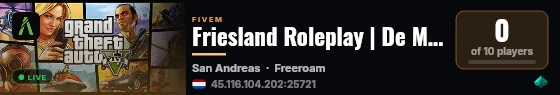 Friesland Roleplay | De Meeste Gewilde Server! live status badge