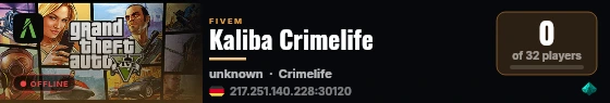 Kaliba Crimelife live status badge