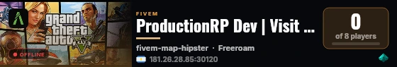 ProductionRP Dev | Visit us @ productionrp.org live status badge