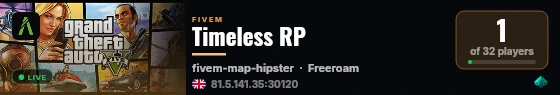 Timeless RP live status badge