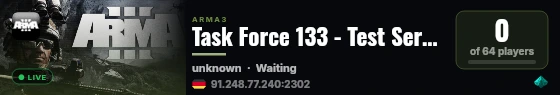 Task Force 133 - Test Server live status badge