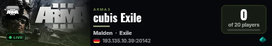 cubis Exile live status badge