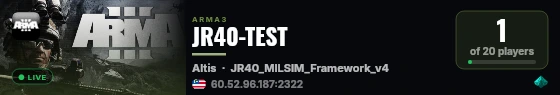 JR40-TEST live status badge