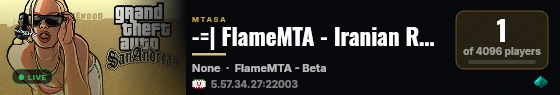 -=| FlameMTA - Iranian RPG Game Server |=- live status badge