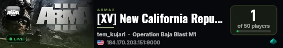 [XV] New California Republic (Backup) live status badge