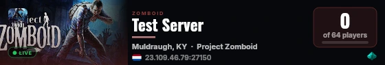 Test Server live status badge