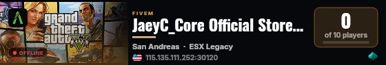 JaeyC_Core Official Store 最新ESX1.13.4框架 live status badge
