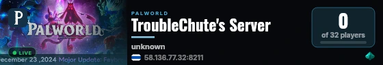 TroubleChute's Server live status badge