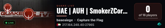 UAE | AUH | SmokerZCorner | Quake Live | FFA live status badge