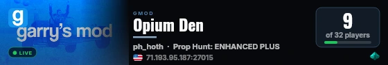 Opium Den live status badge