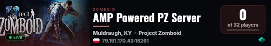 AMP Powered PZ Server live status badge