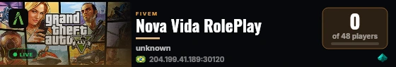 Nova Vida RolePlay live status badge