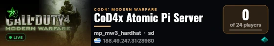CoD4x Atomic Pi Server live status badge