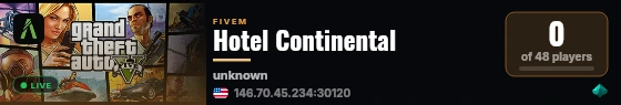 Hotel Continental live status badge