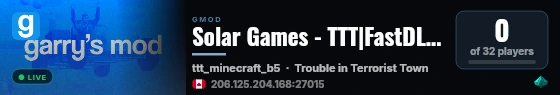 Solar Games - TTT|FastDL|NEW!|Staff Wanted|Custom|Pointshop| live status badge