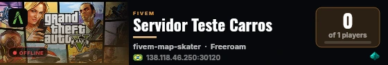 Servidor Teste Carros live status badge