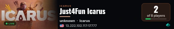 Just4Fun Icarus live status badge