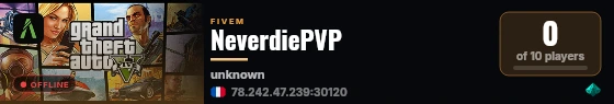 NeverdiePVP live status badge