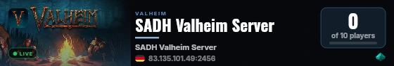 SADH Valheim Server live status badge
